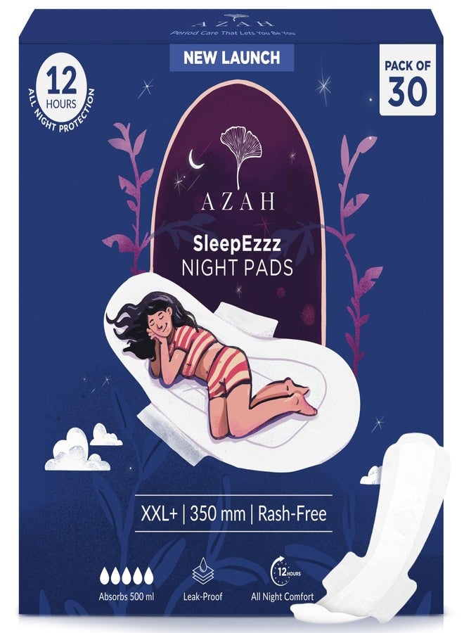 Azah XXL+ Sanitary Napkins for Women [Pack of 30] | 350MM Large Night Pads | Cottony Soft Sanitary Napkins for Women | XXL+ Pads for Woman |Leak Proof for Overnight Protection | Extra Long & Wide Back - Image 1